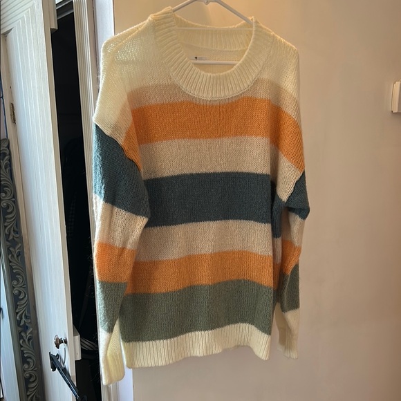 Striped O'Neill Floyd Sweater in Cream, Orange, Blue, and Green size L - Picture 2 of 10